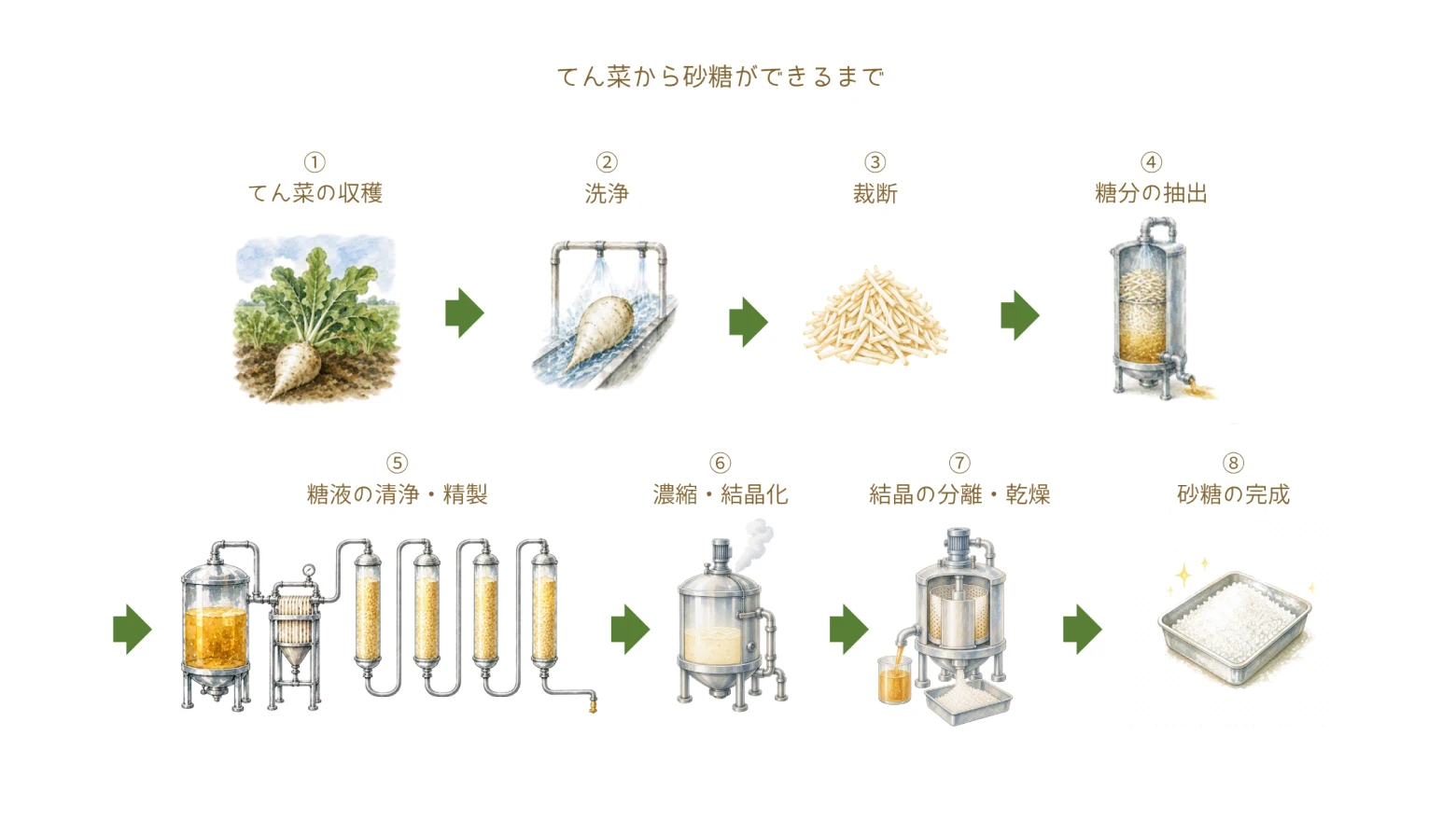 てん菜から砂糖ができるまで